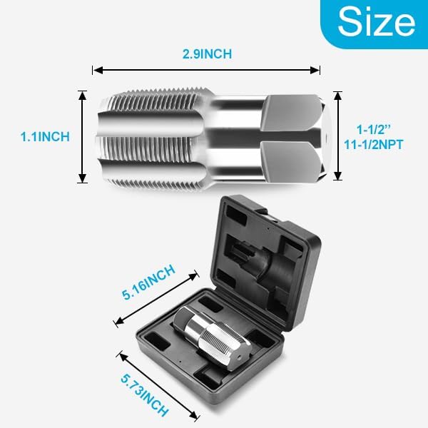 1-1/2 Carbon Steel NPT Tap, NPT Pipe Tap for Accurate Threads Plumbing