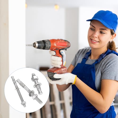 MECCANIXITY 10 Pcs Wedge Anchors, 1/2" x 6" Stainless Steel Concrete Anchors Bolts, Heavy Duty Standard Fastener for Cement Wall Base Bracket (Include Washers Nuts, Silver Tone) 1/2" x 6"