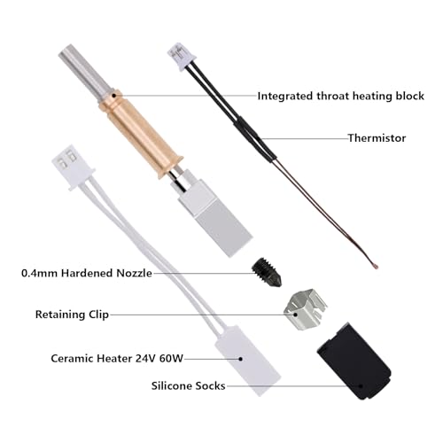 Upgrade Hotend Kit for Anycubic Kobra 3 Series, 3D Printer Ceramic Heater 24V 60W Hotend Integrated Throat Heating Block Kit for Anycubic Kobra 3, Kobra 3 Combo Kobra 3 Upgrade