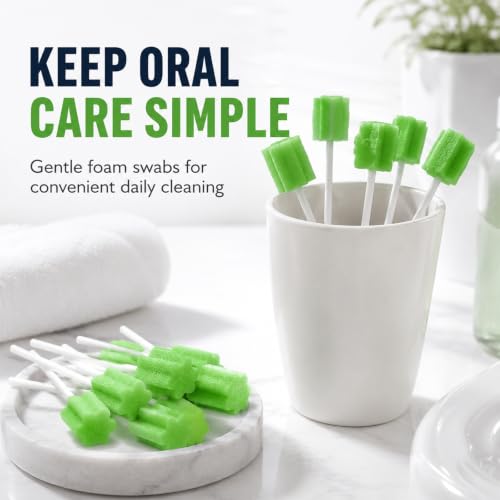 Pack of 100 Oral Care Sticks Foam Green Oral Hygiene Cotton Buds | For oral hygiene, dental care and cleaning hard-to-reach areas, gentle and effective for daily use