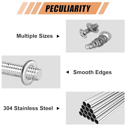 WEGOUP 900 Pcs Stainless Steel Flat Washers for Screws, 304 Stainless Steel, Assorted Sizes (M2 M2.5 M3 M4 M5 M6 M8 M10 M12) for Industrial Use, Washers for Bolts (Pack of 2) 9 Sizes 900 Pcs (Pack of 2)