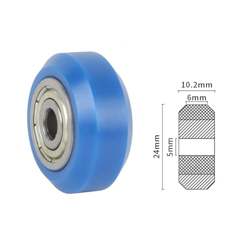 8pcs Upgrade V Solid POM Wheels OD 24mm Rollers Gantry Pulley Double Bearings for Ender 3 V2 Neo,Ender 3 S1 / Pro, Ender 5 3D Printer, CNC Machine, 2020 2040 C Beam V Slot Profiles Linear Rail (Blue) Blue