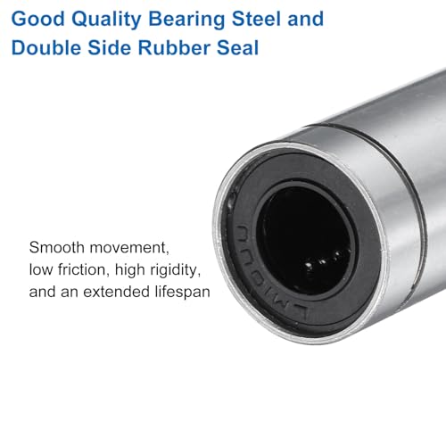 sourcing map 4Pcs LM10LUU Linear Bearing 10mm Bore 19mm OD 55mm Length Linear Ball Bearings Double Side Rubber Sealed Bearing Steel for CNC Machine 3D Printer Food Packaging Machine 4