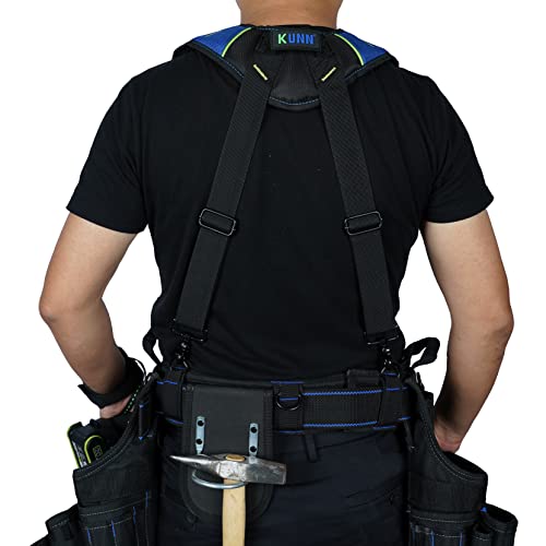KUNN Pro Tool Belt Suspenders Padded & Small Tool Pouch with Belt Clip