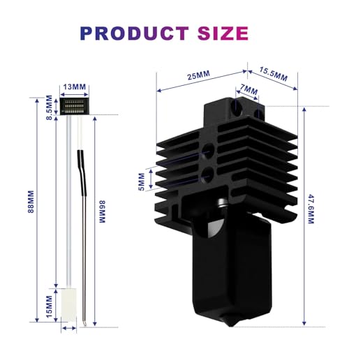 3D Printer Extruder Upgraded Version 2.0 Hotend for Bambu Labs P1P/P1S ,with Ceramic Heater and Cartridge Thermistor Black For P1P/P1S