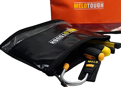MELOTOUGH Waterproof Material 12 inch Zipper Tool Pouch 2 Pack + Tool Holster Cordless Drill Holster/Hook Single 2 Pack
