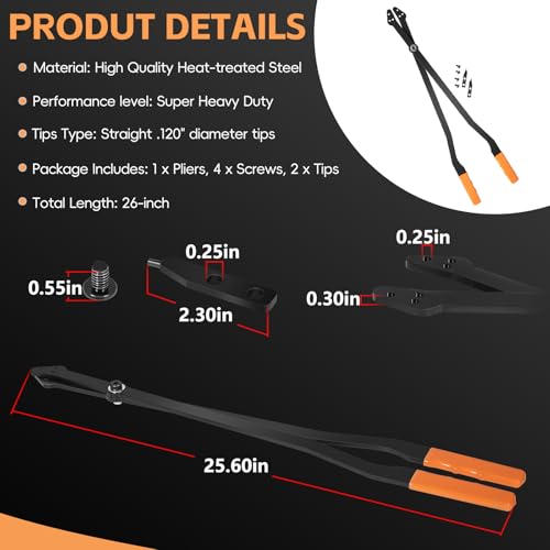 Sunluway 1489-26" Internal Retaining Ring Pliers, Large Snap Ring Pliers with Straight Tips for GM 5L40, 5L50, 6L50, 6L80 and 6L90 Transmissions, Heavy-duty Snap Ring Removal Pliers