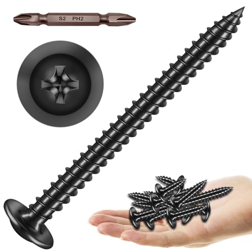 Mywish (8 Sets) 1/2-13 x 2 Carriage Bolts &150Pcs #8 × 2" Black Screws for Wood, Phillips Truss Head Wood Screws, Quick Metal Self Tapping, Carriage Bolts Screws Round Head Square Neck and Hex Nuts &