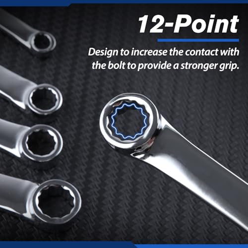 SPEEDWOX 5PCS Extra Long Double Box End Wrench Set Chrome Vanadium Steel Wrenches Mirror polished 8mm, 10mm, 12mm, 13mm, 14mm, 15mm, 16mm, 17mm, 18mm, 19mm, Organized in Rolling Pouch 5PCS Set (8*10, 12*14, 13*15, 16*18, 17*19)