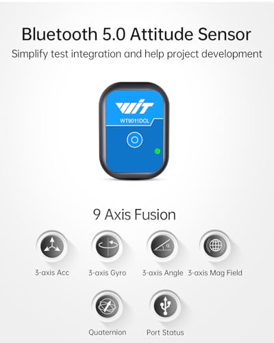 [Bluetooth 5.0 Acceleration Sensors] WT9011DCL MPU9250 Mini Wireless Inertial Sensor, 3-axis Accelerometer+Gyroscope +Magnetometer+Inclinometer, 9-axis IMU Sensor AHRS Module USB