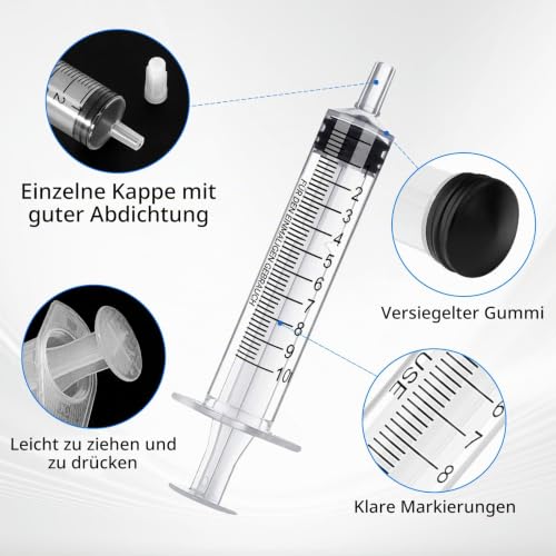 Pack of 24 Syringes 10 ml Syringe 10 ml with Cap Disposable Syringes Without Needle | Sterile Dispensing Syringe Disposable Syringes 10ml for Plant Watering Small Pet Feeding Scientific Lab