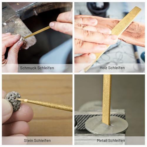 sourcing map Diamond Needle File Titanium Coated Hand Tool 5 x 180 mm | Flat File Hand Tool with TPU Handle for Metal Stone Wood