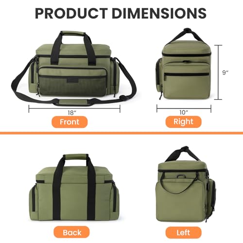 VJI 18" Heavy Duty Tool Bag with Adjustable Shoulder Strap, Green