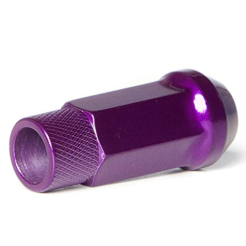 Circuit Performance Forged Steel Extended Open End Hex Lug Nut for Aftermarket Wheels: 12x1.25 Purple - 20 Piece Set + Tool