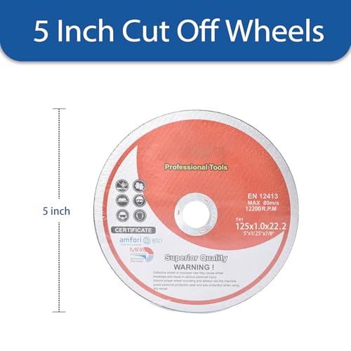 WFLNHB 50 Pack 5"x0.040"x7/8" Metal and Stainless Steel Cut Off Wheels Replacement for Angle Grinders 5"x0.040"x7/8"