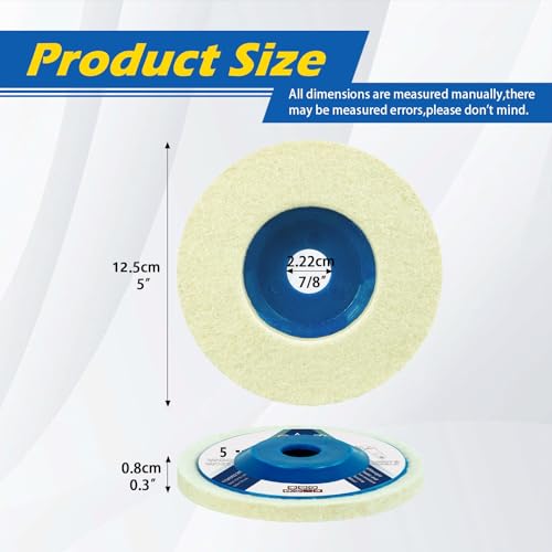 SALI Polishing Hoods Pack of 10 Angle Grinder Wool Buffing Disc 125 mm Polishing Attachment Angle Grinder Buffing Disc Flex Polishing Discs Sanding Sanding Tool for Glass, Ceramic, Plastic, Car