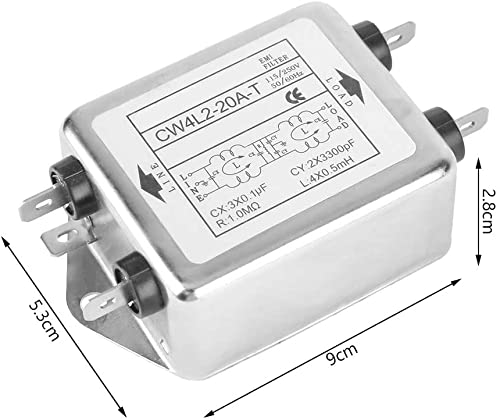 Line Filter 230V, Power Emi Filter 20A, CW4L2-20A-T, Line Filter Single Phase Filter, EMI Power Filter, 115V/250V 20A 50/60Hz, Electromagnetic Interference Filter