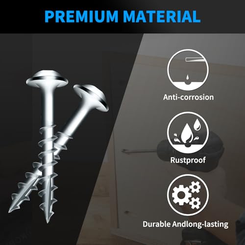Pocket Hole Screws #8 X 1-1/4", 600 PCS and #8 X 2-1/2", 90 PCS Zinc Coated Pocket Hole Screws for Outdoor, Square Drive, 150MM Drive Bit Included