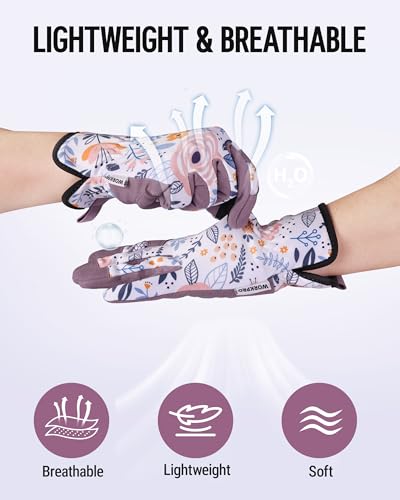 WORKPRO Cordless Grass Shear & Shrubbery Trimmer & WORKPRO Floral Garden Gloves for Women