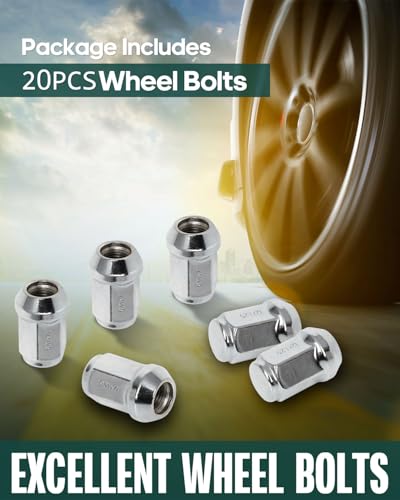 SCITOO M12x1.25 1.38"(35mm) Length Lug Nuts for Subaru 1990-2020 Chrome 20 Pack - Subaru Impreza