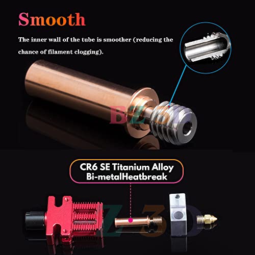 CR-6 SE Bimetal Heatbreak,Upgrade Ender 3 Neo Copper+Titanium Alloy All Metal Bi-Metal Heat Break for CR6 SE/Max/CR-5 Pro/CR10 Smart/Ender 3 Neo/V2 Neo/Max Neo Hotend.
