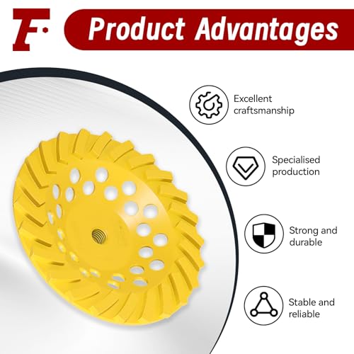 findmall 7 Inch Diamond Cup Grinding Wheel Turbo Row Grinding Wheel Angle Grinder Disc FIt for Grinder Polishing and Cleaning Stone