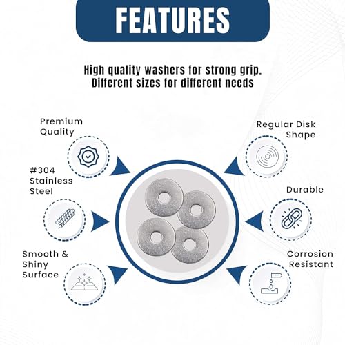 3-in-1 Set of 304 Stainless steel Fender washers (225 Pcs) in 15 sizes – Philips Pan Head and Metric Nuts and Bolts (900 Pcs and 890 Pcs) with Washers in 24 and 30 different sizes respectively