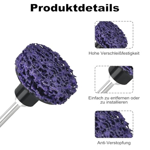 CSD Sanding Disc, 21 Pieces, 2 Inch 50 mm Coarse Cleaning Disc | Cleaning disc set drill with two pull rods, coarse cleaning disc for rust removal or polishing (3 colors)