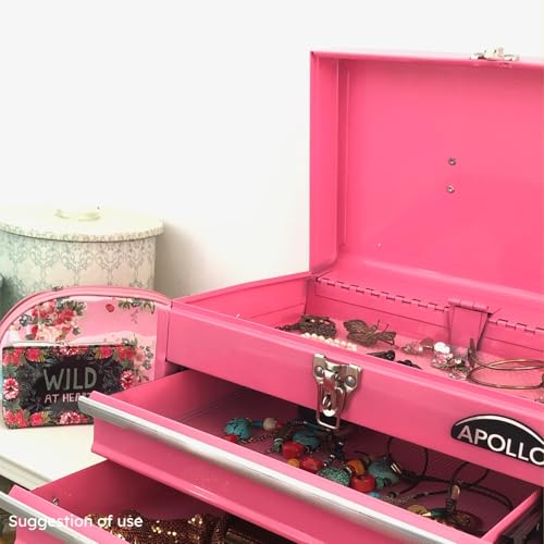 Apollo Tools 14 Inch Steel Tool Box, Pink DT5010P