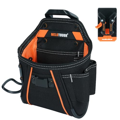 MELOTOUGH 1 PC Small Electrician Tool Pouch Tool Belt Pouch with Belt Clip + 1PC Nail Screw Pouch Belt Clip Tool Pouch Tool Belt Pouches