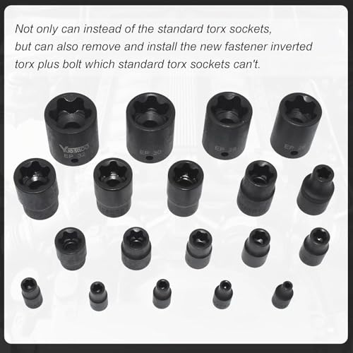 19Pcs Torx Plus Socket Set, External Torx Plus 6 Point EP Socket EP4 - EP32 Black Case 19 PCS - EP Socket