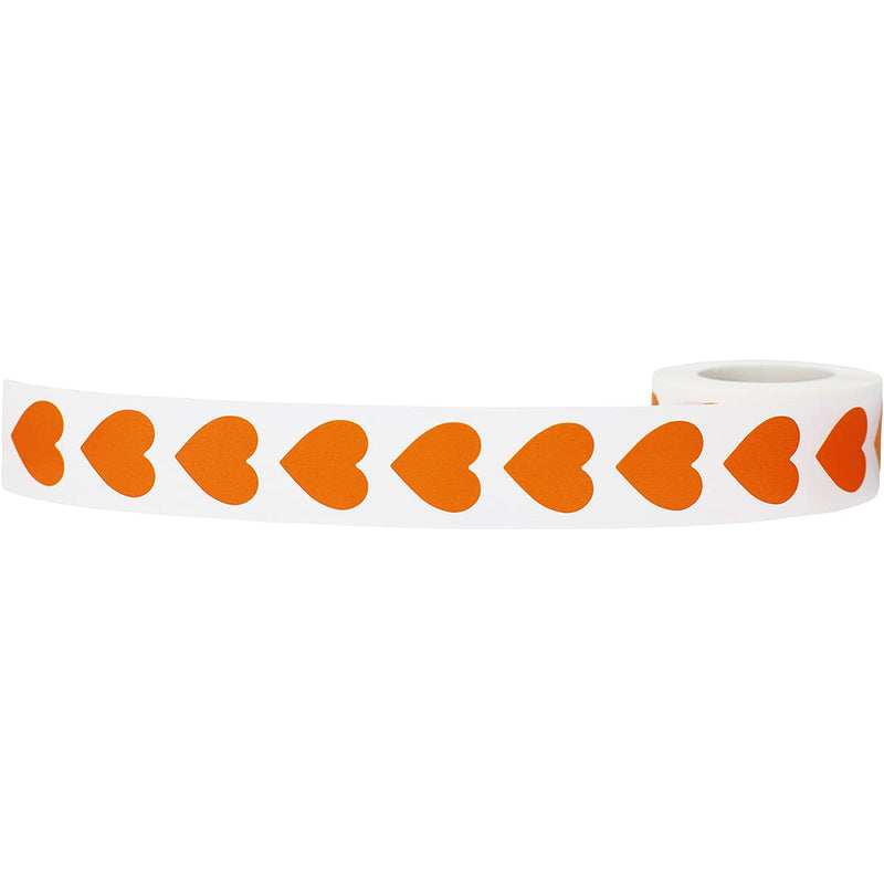 Orange Heart Stickers Valentine's Day Crafting Scrapbooking 0.75 Inch 500 Adhesive Stickers Orange