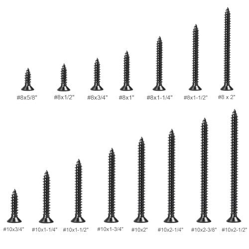 #10x2-1/2 Phillips Flat Head Black Wood Screws 100pcs HS/ZGLS-01 #10 x 2-1/2"
