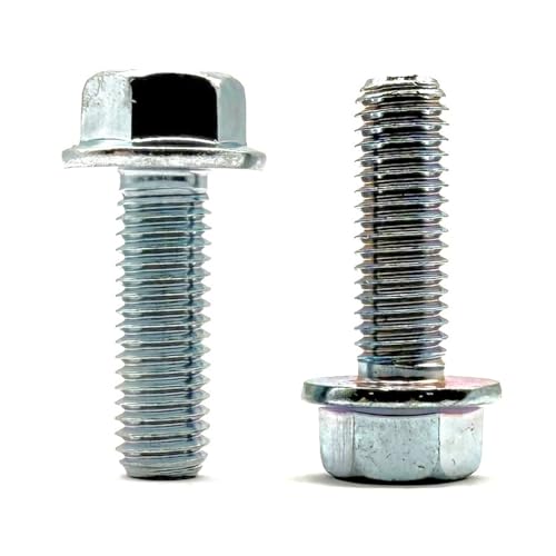 (50 Pieces) M8-1.25x25 Class 10.9 JIS Hex Flange Bolts Screws UNC Coarse Full Threads Zinc Clear 50