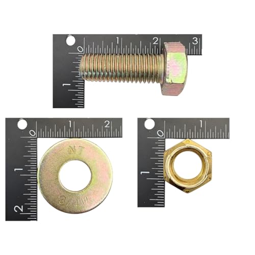3/4"-10 x 2 Grade 8 Bolts (4-Pack) – Heavy-Duty Hex Bolts Includes USS Flat Washers & All Metal Prevailing Torque Lock Nuts – High-Strength SAE J429 2.0" Coarse Thread Yellow Zinc
