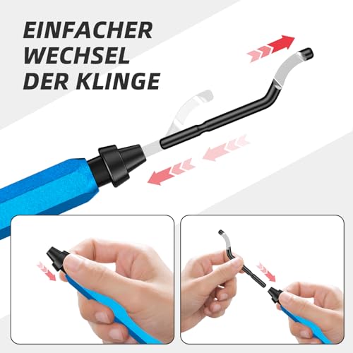 10 Blade Deburring Deburrer for 3D Printing Metal Plastic Stainless Steel (8 BR1010, 2 BS1018) blue