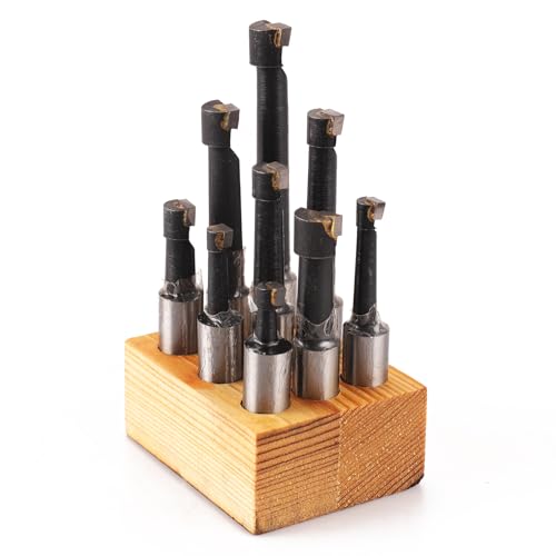 9-Piece 1/2" Boring Bar Set - C6 Carbide Tipped Lathe Tools Kit for Metal Turning, Drilling, Milling (Includes Base) 1/2 in