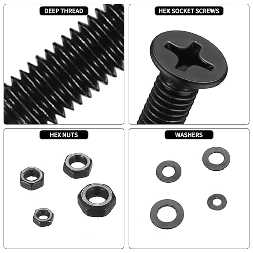 1490 Pcs M2 M3 M4 M5 Machine Screws Assortment Kit,Flat Head Screws M2 M3 M4 M5 - 1490