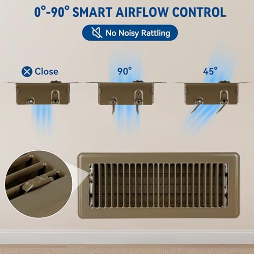 4" x 10" Floor Register Vent Covers 4Pack, Brown, Steel Floor Vent 4*10 Inches 4PCS
