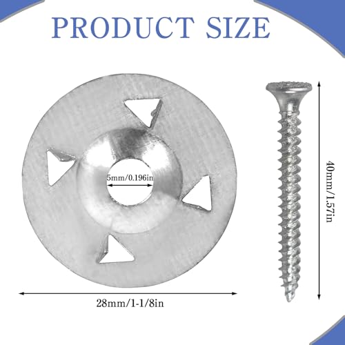 320 Pcs Fastener Kit with 1-1/8 Inch Stainless Steel Washers and Galvanized Steel Screws Hardware Installation Board Set for Fixing Fastening (Pack of 2) 1.13 inches (Pack of 2)