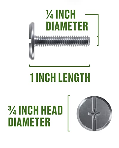 Hillman 100 Pcs Stainless Steel Hurricane Bolts (1/4"-20 x 1") | Phillips and Slotted Drive Storm Panel Bolts | Corrosion Resistant Fasteners for Storefronts and Sliding Glass Doors 1/4" x 1" 100 Pieces