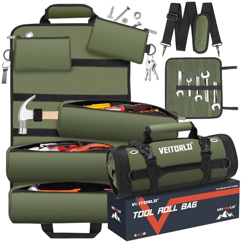 Tool Roll Up Bag, Gifts for Men Dad Husband Him Christmas, Mens Stocking Stuffers, Portable Tools Box Storage for Men
