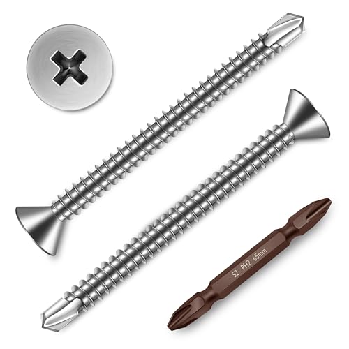 Mywish 155Pcs #8 Black Self Tapping Screws & 150Pcs #8 x 2 Self Tapping Screws,410 Stainless Steel Truss Head Sheet Metal Screws, Self Drilling Screws for Metal Plastic & Wood， Self Drilling Screws