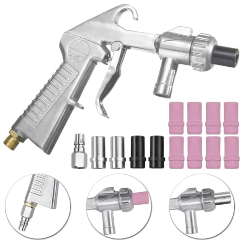 Sandblasting Gun Set 16 Pieces with 14 Nozzles, Compressed Air Sand Blaster | With 1 m hose, metal sand blasting gun for rust removal, paint removal and cleaning