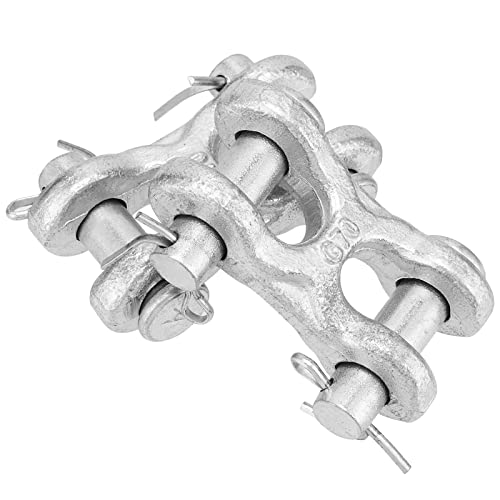 SINJEUN 6 Packs 3/8 Inch Double Clevis Link, Chain Repair Links, Twin Clevis Link for Warehouses, Factories and Seaports, WLL 6600 Lbs, G70, Silver