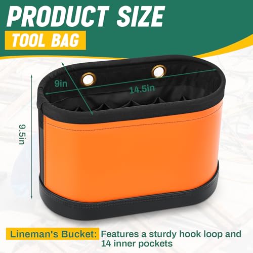 Oval Hard Bucket Tool Bag 14 Pocket Lineman 1 Classic