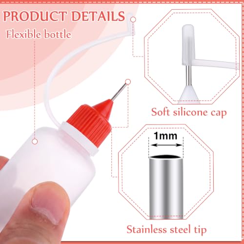 Zhehao 100 Pcs 30 ml/ 1 oz Precision Needle Tip Glue Applicator Bottle, Red
