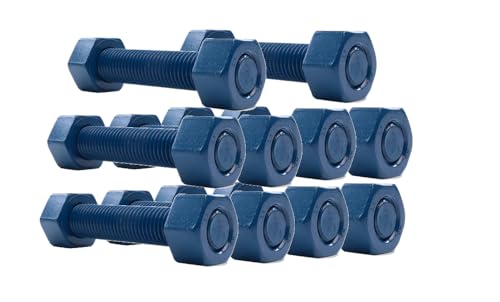 4 Inch Blue Teflon Coated Stud and Hex Nut, B7 Grade, 1/2"-13, All Thread, Sterling Seal & Supply (Pack of 10)