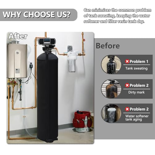 Bitubi Water Softener Neoprene Sweat Jacket, Outdoor Water Softener and Filter Tank Cover to Prevent Sweating, Water Softener Insulated Cover (12x52, Black) 12x52(Tank Jacket) Neoprene Sweat Jacket (Black)