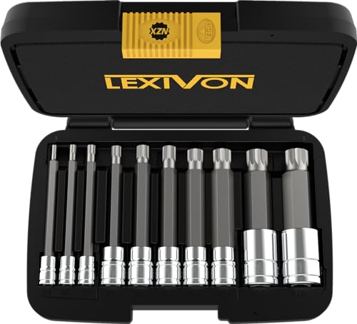 LEXIVON XZN Triple Square Spline Bit Socket Set, Extra Long 4-Inch | 10-Piece European Style M4 - M18, Premium S2 Alloy Steel | Enhanced Storage Case (LX-145L)